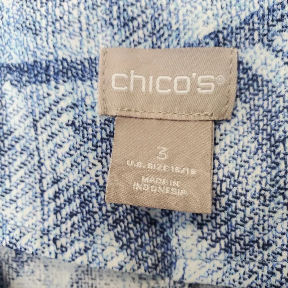 Chico's Printed Split Neck Dolman Sleeve Oversized Lightweight Blouse Size 3(XL) - Picture 3 of 6